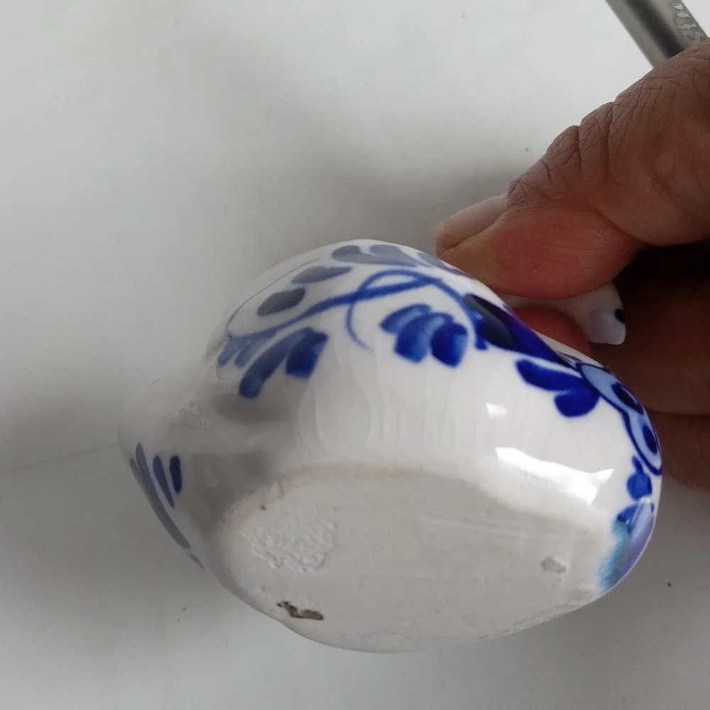 Swan Figure Porcelain. Blue And White Color